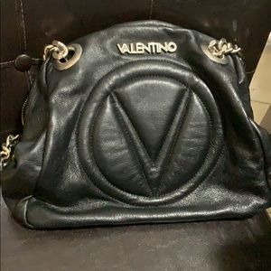 Valentino Black Hand bag with silver chains